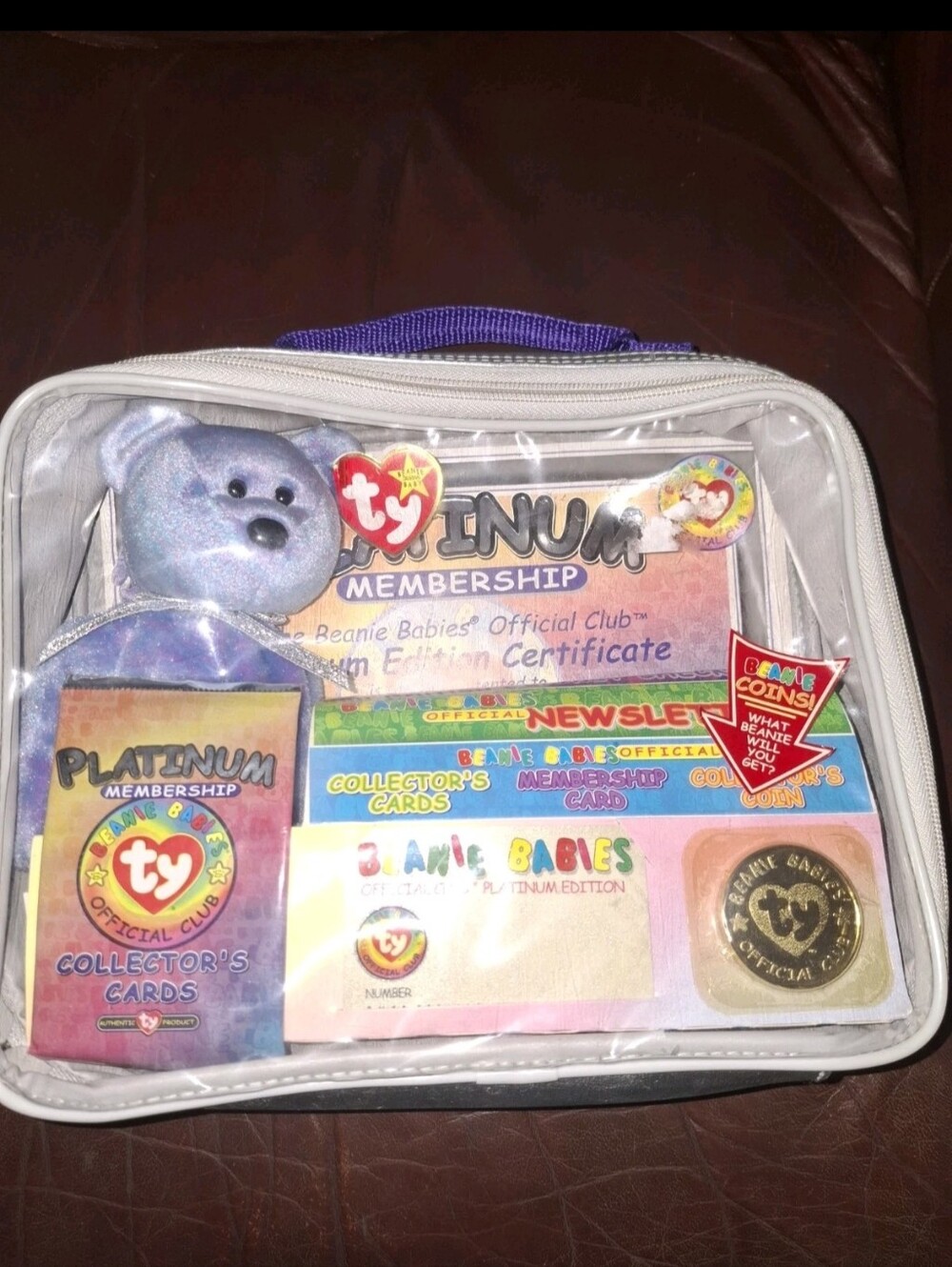Vintage Ty Platinum Membership Set with Sparkling Purple Bear